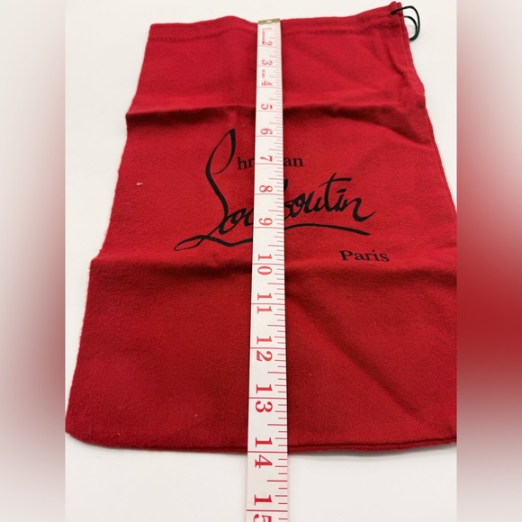 Christian Louboutin Red Fabric with Black Logo - Picture 3 of 4